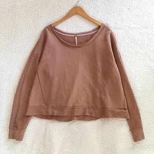 Free People boatneck textured fleece sweatshirt
